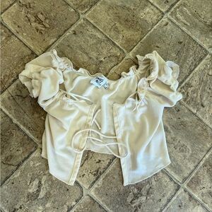 Princess Polly Cream Ruffle Blouse